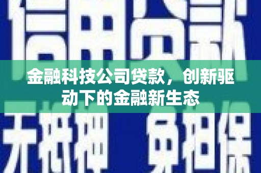 小店金融科技公司贷款，创新驱动下的金融新生态