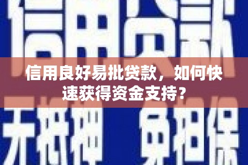 小店信用良好易批贷款，如何快速获得资金支持？