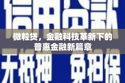 小店微粒贷，金融科技革新下的普惠金融新篇章