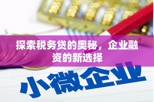 小店探索税务贷的奥秘，企业融资的新选择