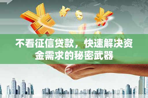 小店不看征信贷款，快速解决资金需求的秘密武器