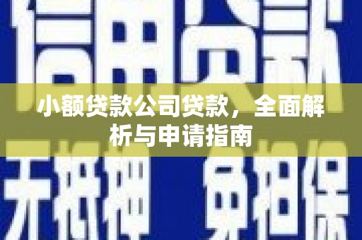 小店小额贷款公司贷款，全面解析与申请指南