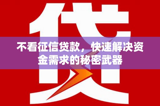 小店不看征信贷款，快速解决资金需求的秘密武器